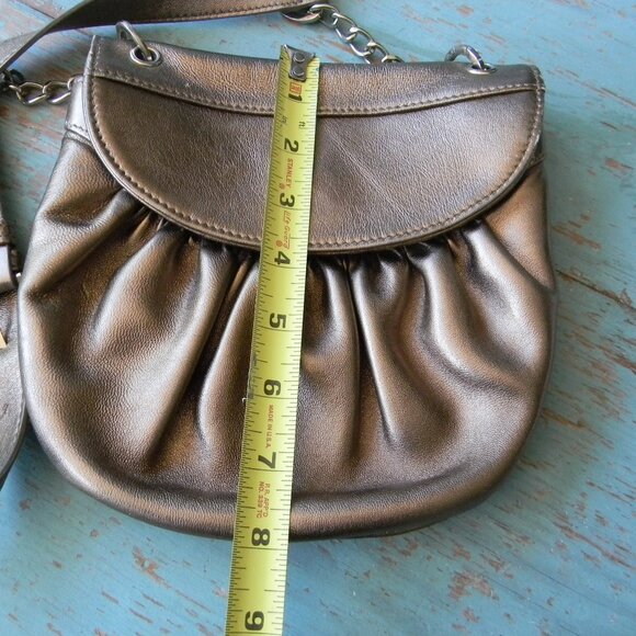 Vintage Maud Frizon PARIS BRONZE/GOLD PLEATED SMALL LEATHER SHOULDER BAG - Picture 2 of 9